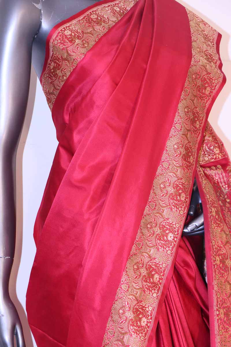 Exquisite Handloom Satin Valkalam Banarasi Silk Saree